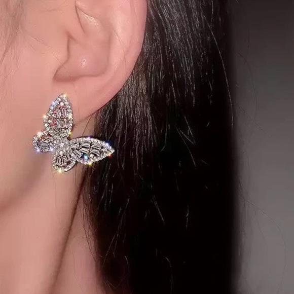 NEW LUXURY DANGLE DIAMOND STERLING SILVER EARRINGS, NICE EARRINGS, CUTE EARRINGS - Picture 4 of 4